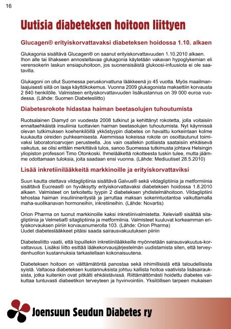 Joensuun Seudun Diabetes ry - Kotisivukone