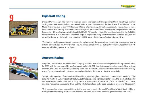 Lola ALMS Sportscar Racing Media Information ... - Lola Heritage