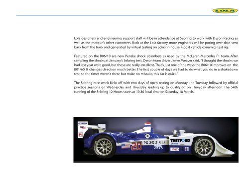 Lola ALMS Sportscar Racing Media Information ... - Lola Heritage