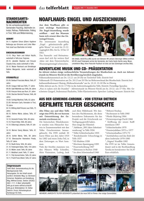 Telferblatt 209 vom 07.12.12 - Marktgemeinde Telfs