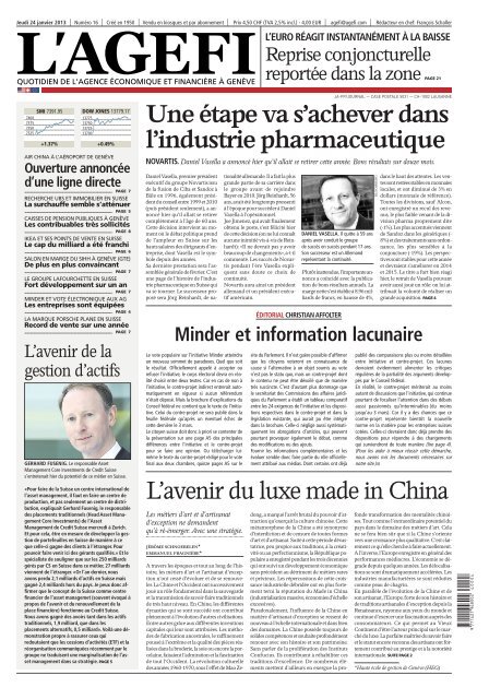 jeudi 24 janvier 2013 - L'Agefi