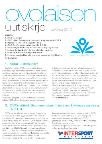 Ovolaisen uutiskirje 09/2010 - Olarin Voimistelijat ry