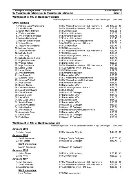 Protokoll - Wasserfreunde Holzminden eV