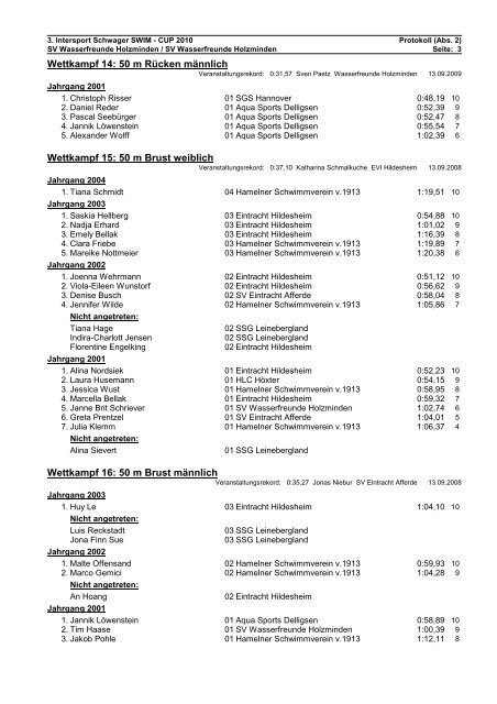 Protokoll - Wasserfreunde Holzminden eV