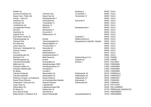 Kaikki jälleenmyyjämme listattuna (PDF) - Garmin