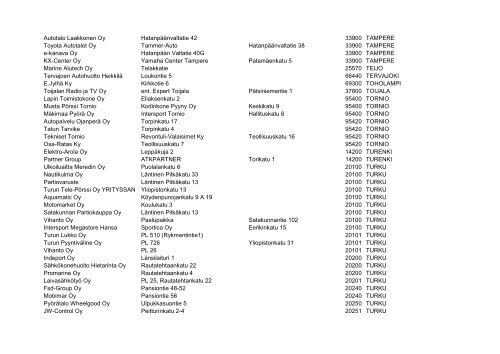 Kaikki jälleenmyyjämme listattuna (PDF) - Garmin