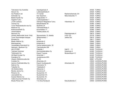 Kaikki jälleenmyyjämme listattuna (PDF) - Garmin