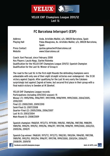 FC Barcelona Intersport (ESP) - European Handball Federation