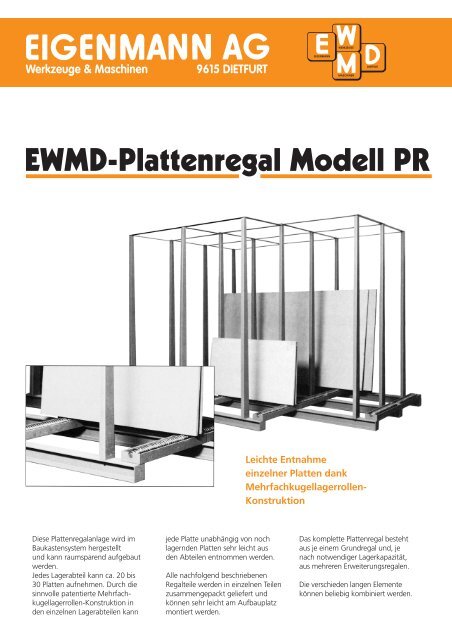 Ewmd-Plattenregal Modell PR zur Selbstmontage - Eigenmann AG
