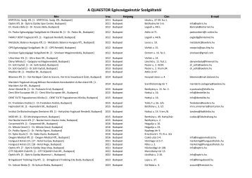 A QUAESTOR Egészségpénztár Szolgáltatói