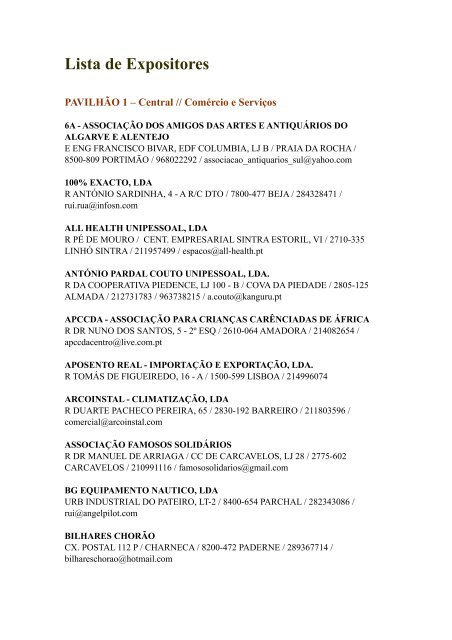 Lista de expositores 2012.pages - Ovibeja