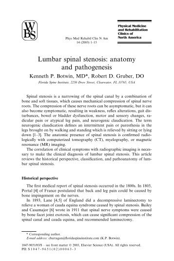 Lumbar spinal stenosis: anatomy and pathogenesis