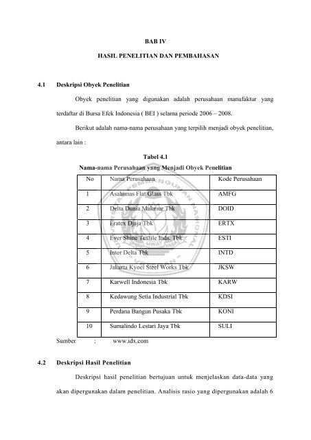 BAB IV HASIL PENELITIAN DAN PEMBAHASAN 4.1 Deskripsi ...