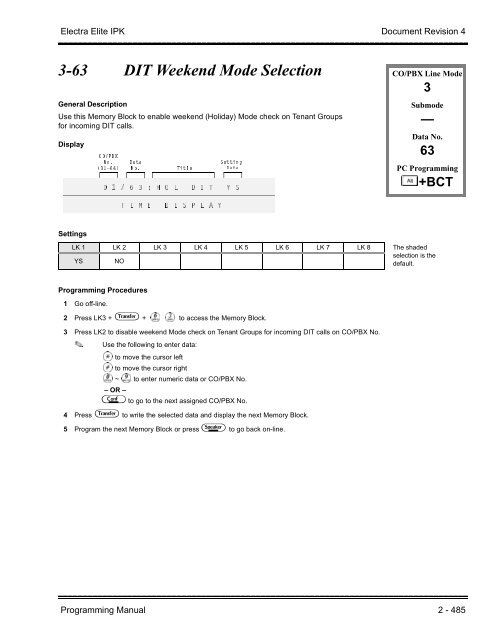 Electra Elite IPK Programming Manual - Southwestern Telephone ...