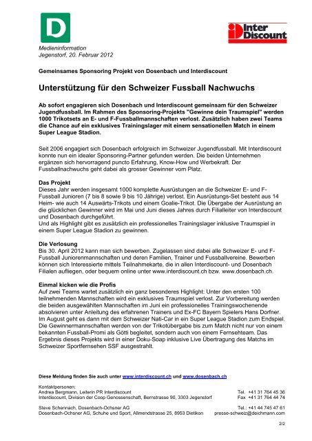 Unterstützung für den Schweizer Fussball Nachwuchs - Interdiscount