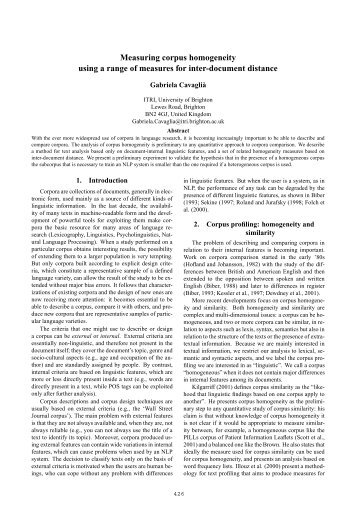 Measuring corpus homogeneity using a range of measures for inter ...
