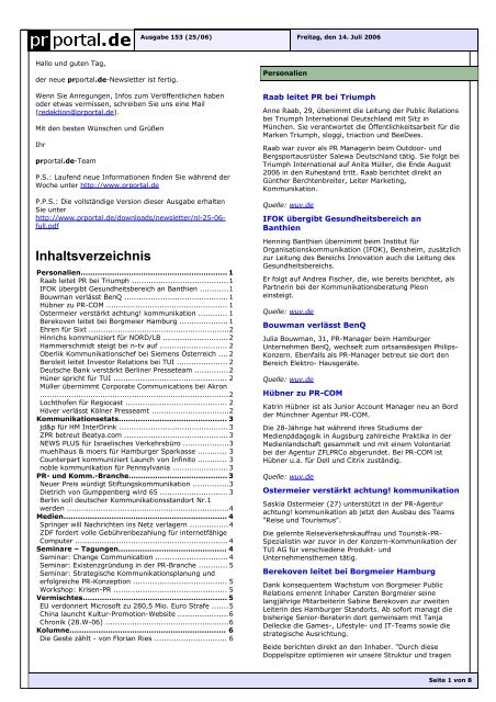 prportal.de - Newsletter