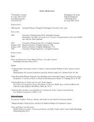 Curriculum Vitae - Department of English - Washington University in ...