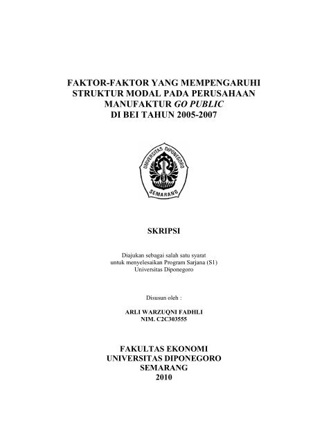 Faktor-faktor yang Mempengaruhi Struktur Modal Pada ... - Undip