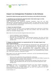 Import von biologischen Produkten in die Schweiz - bio.inspecta