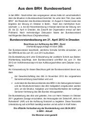 Aus dem BRH Bundesverband - Seniorenverband BRH - RLP