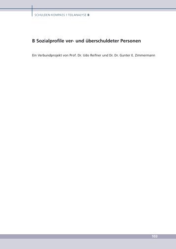 und überschuldeter Personen - Schulden-Kompass