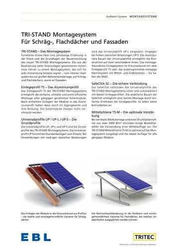 TRI-STAND Montagesystem Für Schräg ... - EBL Elektrobau Gmbh