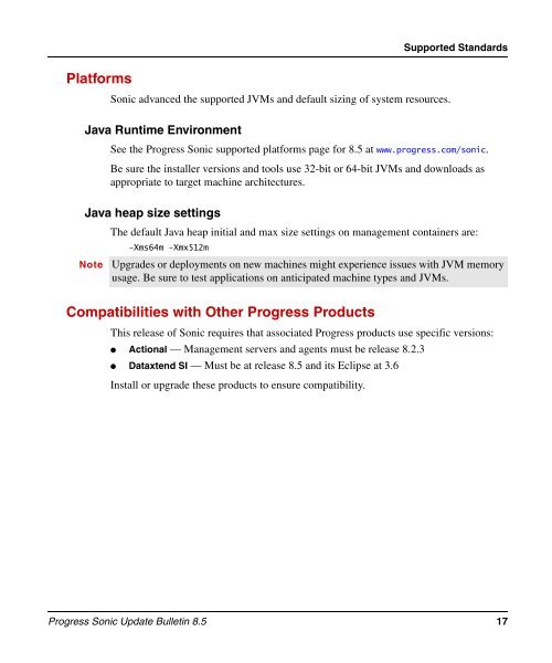 850_update_bulletin - Progress Sonic Product Update Bulletin 8.5