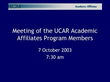 Meeting of the UCAR Academic Affiliates Program Members