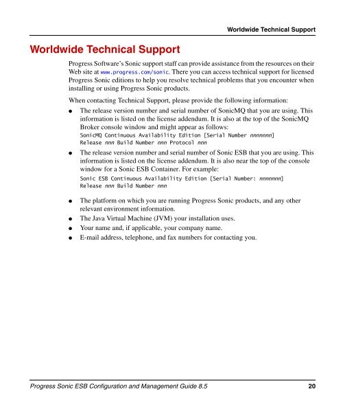 Progress Sonic ESB Configuration and Management Guide