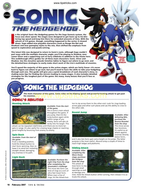 Tips & Tricks Magazine Video Game Codebook Cheats Codes 2006 Sonic The  Hedgehog