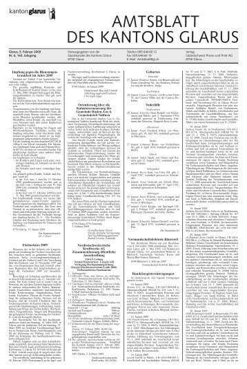 Amtsblatt des Kantons Glarus - Glarus24.ch