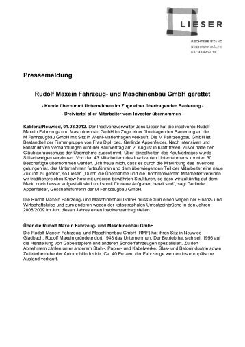 01.08.2012 Rudolf Maxein Fahrzeug- und Maschinenbau GmbH