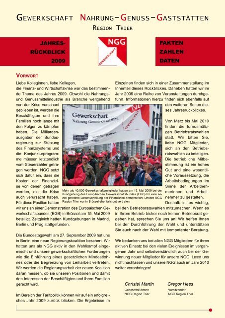 Gewerkschaft Nahrung Genuss Gaststätten Ngg Region Trier
