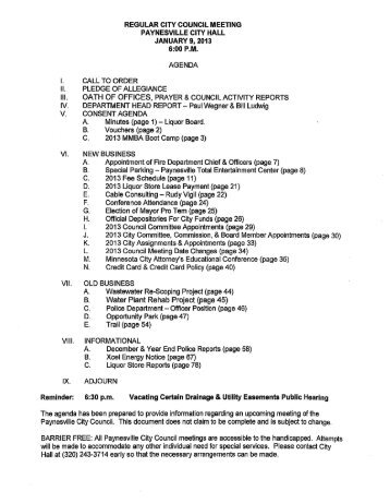 1/9/2013 Council Agenda - City of Paynesville