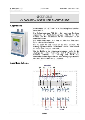 KV 3000 PX – INSTALLER SHORT GUIDE - Elektro Künzle AG