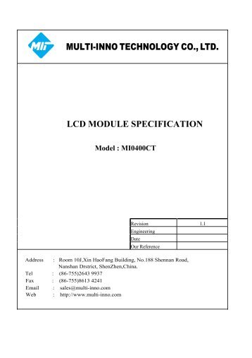 LCD MODULE SPECIFICATION MULTI-INNO ... - Display Future