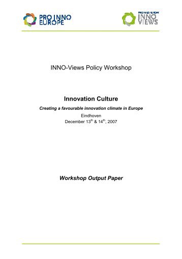 The workshop in brief - PRO INNO Europe