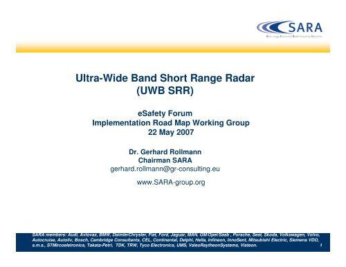 Ultra-Wide Band Short Range Radar (UWB SRR)