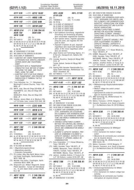 Bulletin 2010/45 - European Patent Office