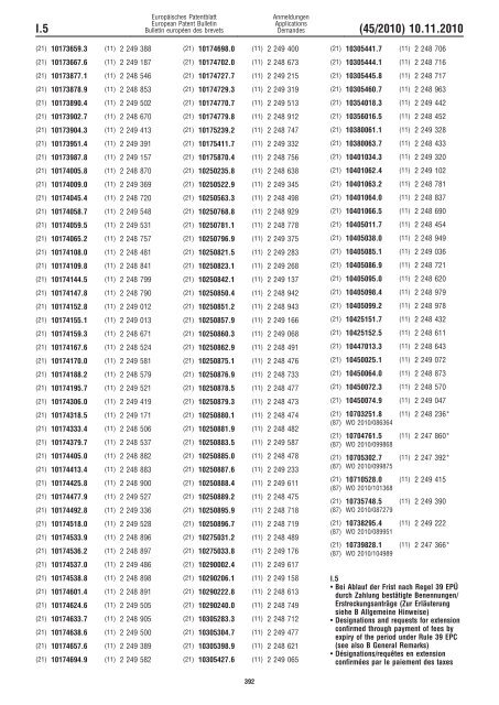 Bulletin 2010/45 - European Patent Office