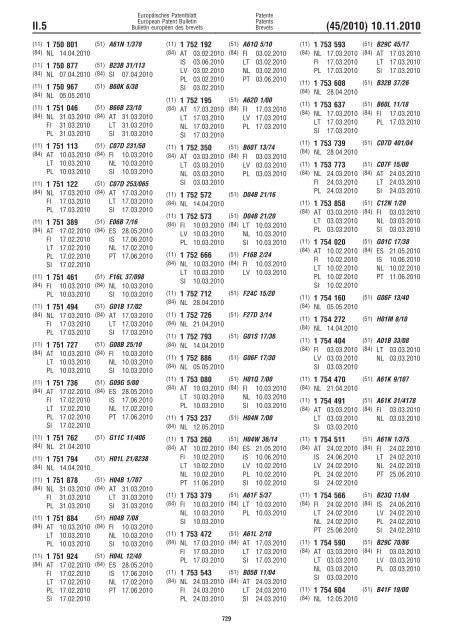 Bulletin 2010/45 - European Patent Office