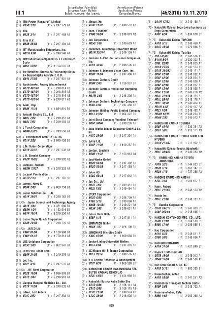 Bulletin 2010/45 - European Patent Office