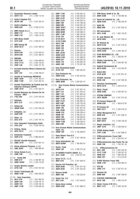 Bulletin 2010/45 - European Patent Office