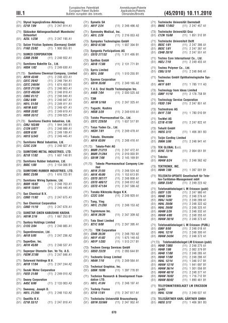 Bulletin 2010/45 - European Patent Office