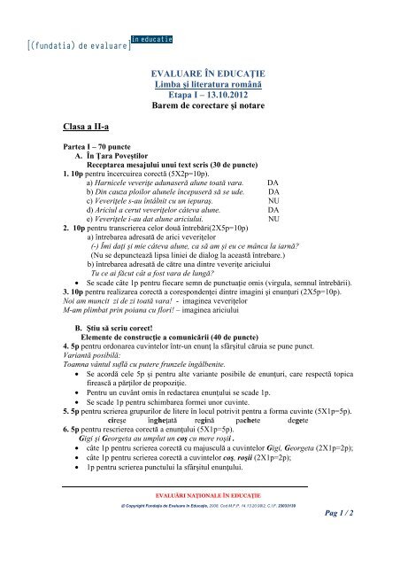 2. barem - Fundatia de Evaluare in Educatie