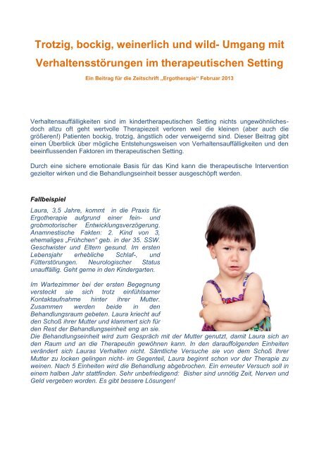 Pdf Artikel Trotzig Bockig Wild Praxis Fur Kinder Und Jugendliche
