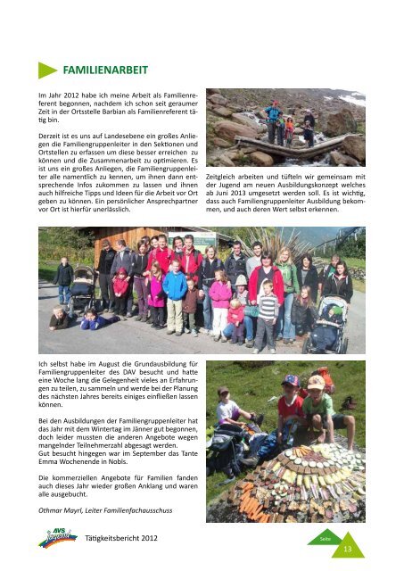 Tätigkeitsbericht AVS-Jugend 2012 - Alpenverein Südtirol