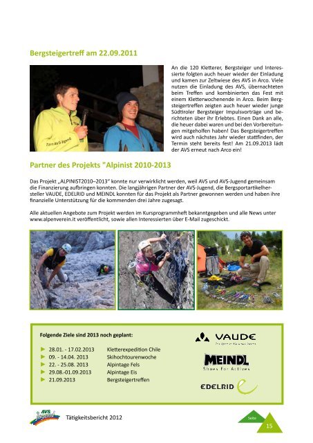 Tätigkeitsbericht AVS-Jugend 2012 - Alpenverein Südtirol