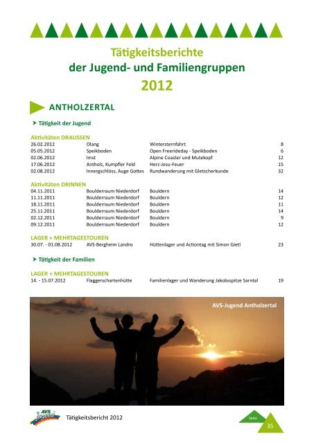 Tätigkeitsbericht AVS-Jugend 2012 - Alpenverein Südtirol